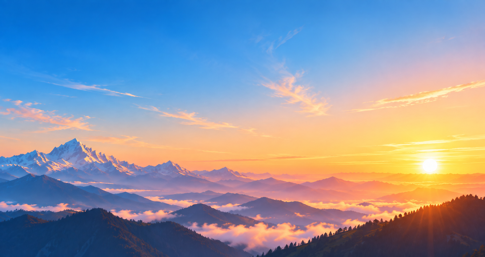 Sunrise in mountains